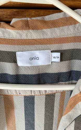 ONIA Striped Crop Button Up 