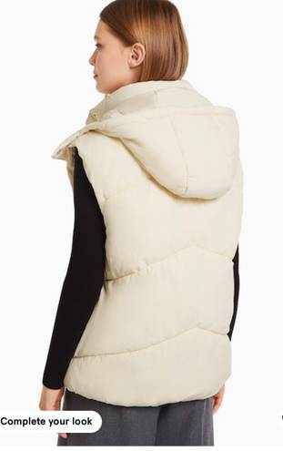 Bershka Oversize nylon puffer vest with hood