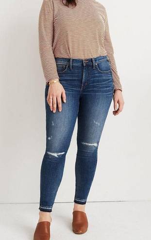 Madewell  9 INCH HIGH RISE SKINNY BLUE DENIM JEANS RIP REPAIR EDITION 34