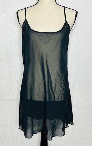 Victoria's Secret Victoria’s Secret Vintage Black Gown Negligée Chemise Sheer Sexy Sz L Adjustable