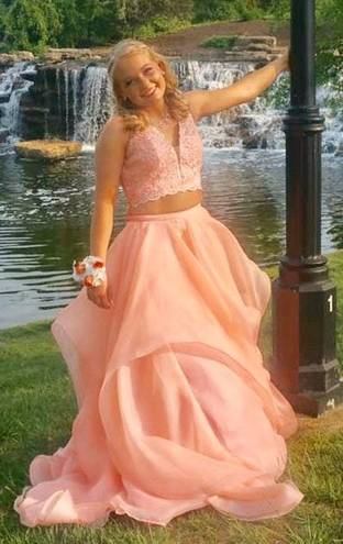 Coral Two Piece Prom Dress