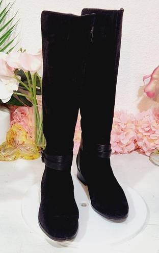 Via Spiga  Tall Boots Prish Riding Boots Black Suede Leather Sz 7.5