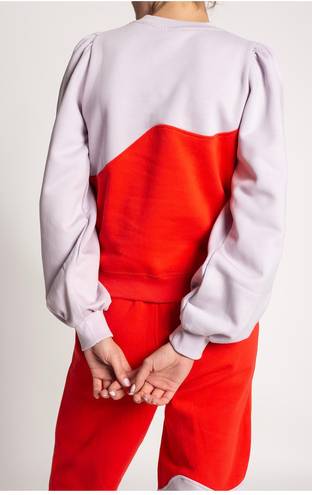 Ganni Embroidered two-tone organic cotton-fleece sweatshirt