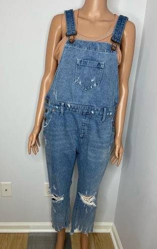 One Teaspoon ONE X  Hooligan Distressed Cropped Denim overalls size 28
