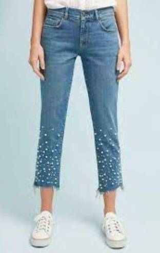 Pilcro and the Letterpress  Size 14 Hyphen Pearl Womens Jeans Beaded Fray Crop