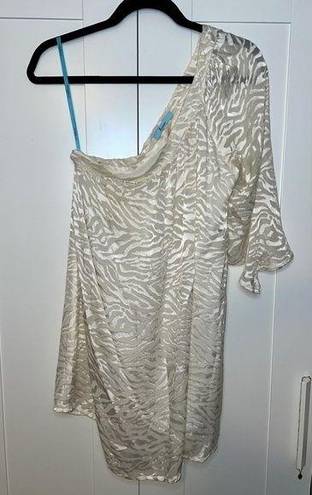 Marciano White One Shoulder Zebra Print  Dress