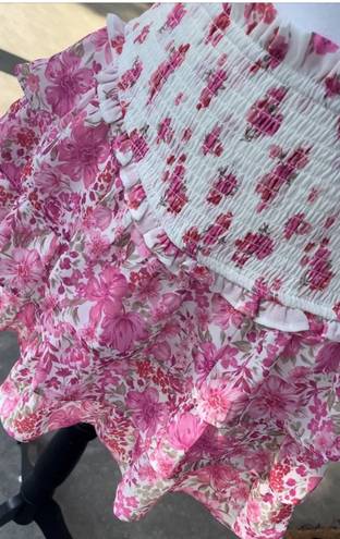 Altar'd State New! 2 Pc Altar’d State XS Fancy Briella Pink Floral Top & Tiered Skirt *love*