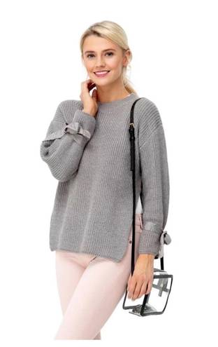 Tuckernuck  Bloggers Favorite all:row Bow Sleeve Side Slit Sweater Small Gray