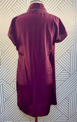 ALLSAINTS  Adria Silk Zipper Dress in Deep Burgundy