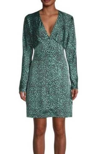 Equipment ‎ Rommily Empire-Waist Dress Animal Print Teal Fall Winter Size 4