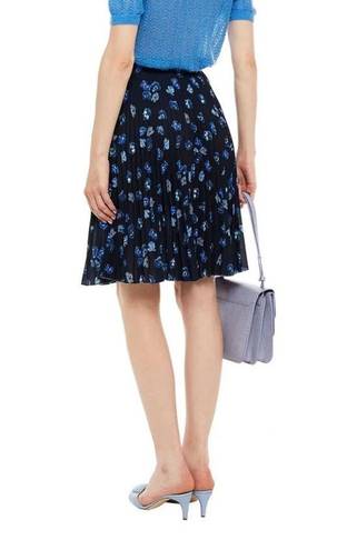 Prada Pleated Floral Print Crepe Skirt Size 46/ US 10 NWT