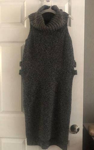 CLICHÉ Womens Grey Heather Woven Cape with No Sleeves Size M Wool Blend Cowl​​ Size M