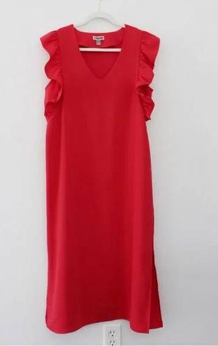 Chelsea28 Ruffle Sleeve Midi Dress in Coral Spice