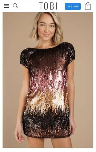 Tobi Sequin Low Back Shift Dress