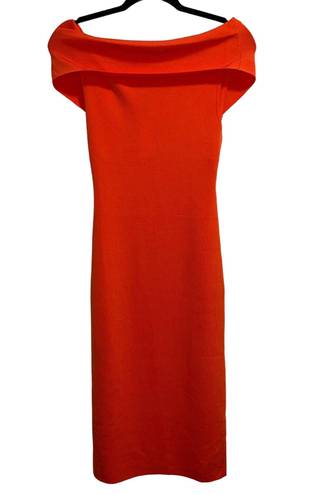 L'AGENCE NWT L’AGENCE Orange Crossover Bust Bodycon Midi Dress