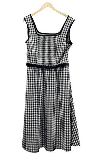 Draper James NWT  Sleeveless Knot-Waist Midi Dress Black & White Gingham Size XXL