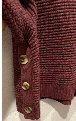 Madewell  Burgundy Side-Button Turtleneck Sweater