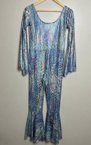 One Piece Iridescent Snakeskin 70s Disco  Jumpsuit Costume