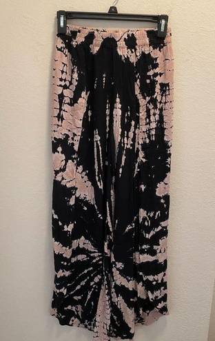 Young Fabulous and Broke  Black Tie Dye Palms Split Wide Leg Pant.