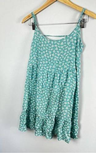 Aeropostale NWT Retro Floral Spaghetti Strap Ruffle Mini Teal Dress Size Small