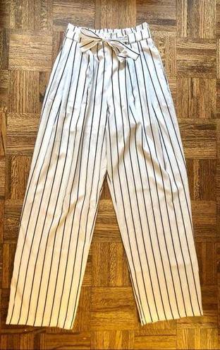 HYFVE Front-Tie White/Black Striped Paper Bag Pants