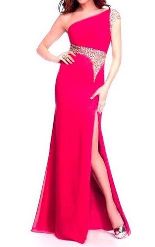 Mori Lee Paparazzi Bright Pink Dress Rhinestone Formal Gown NEW Retail $340 NWT