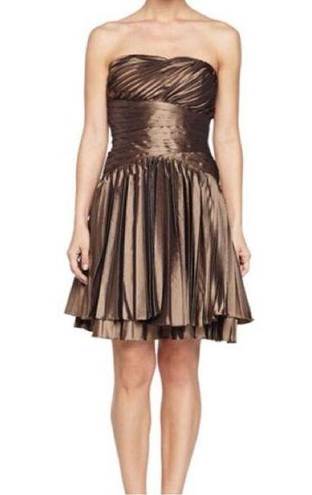 Halston Heritage  Strapless Bronze  Cocktail Dress Dress SIZE 4