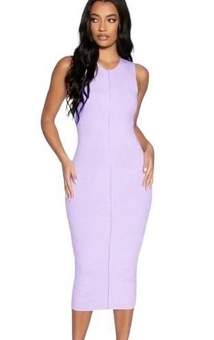 Naked Wardrobe  All Snatched Up Sleeveless Ribbed Body-Con Midi Dress in Lavender