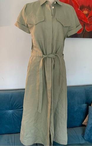 Rag and Bone New  Luna Olive Green 100% Linen Runway Dress Size S Small See Desc.