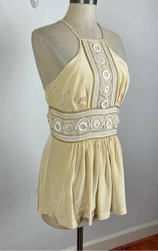 Tracy Reese  Cream Silk Jeweled Tank Top