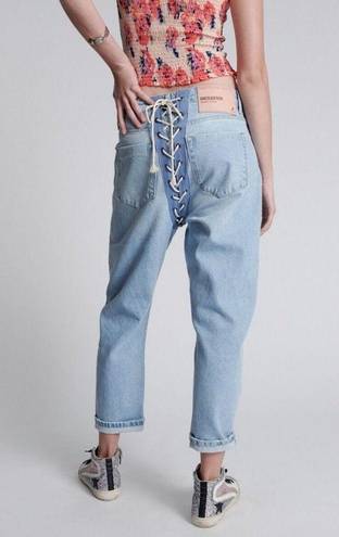 One Teaspoon NEW  28 / 6 Womens  Relaxed Fit Laced Bandit Jeans Lace Up Best Blue