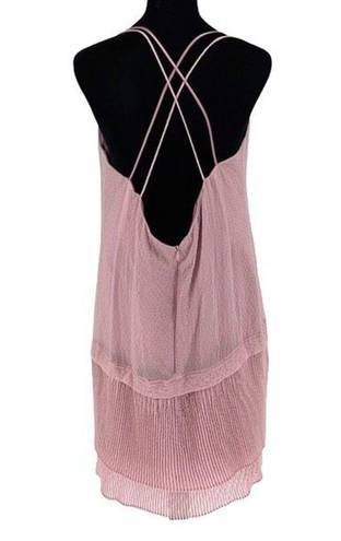 Symbiose by Hinda A Womens Crisscross Chiffon Cocktail Dress Pink Medium NWT