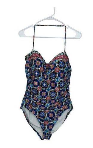 La Blanca  womens 14 large one piece swimsuit bathing multicolor halter padded sl