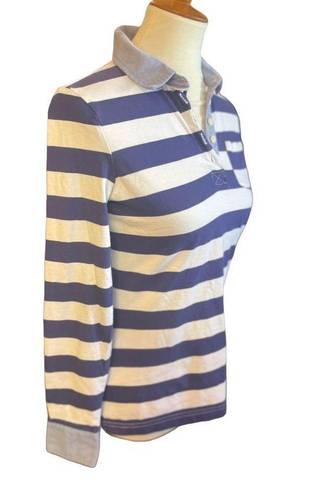 Tommy Hilfiger  Vintage Women's Long Sleeve Blue Stripe Half Buttoned Shirt Size