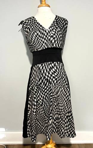 Tracy Reese Black White Malak Houndstooth Jacquard MIDI Dress