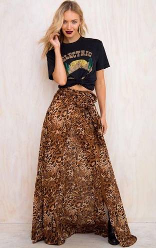 LIONESS NWT Princess Polly/ Nasty gal leopard animal print chiffon High Waisted maxi skirt