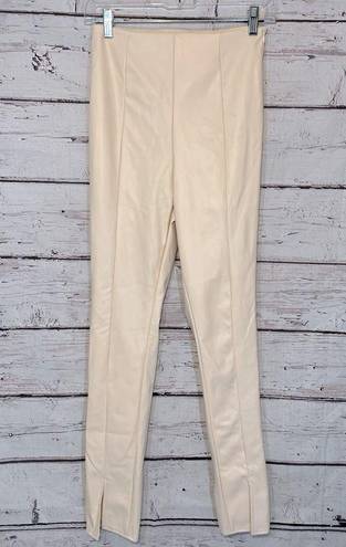 Missguided  Leggings Split Hem PU Cream-4