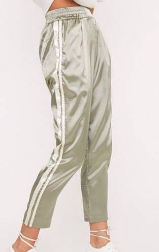 Pretty Little Thing Sage Green Shannon Satin Cropped Joggers