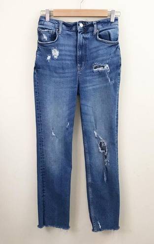 We The Free  People High Waist Slim Ripped Stretch Ankle Cropped blue jeans 27