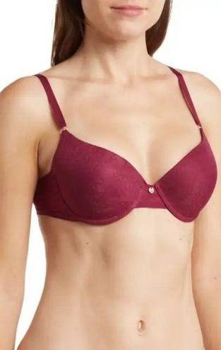 Natori  Sheer Jacquard Full Fit Contour Underwire Bra ~ Cabernet 34DD NWT