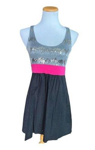 L8ter Womens  Sequins Top Color Block Sleeves Dress - Sz M