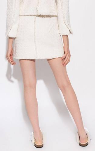 Proenza Schouler White Label fringed cotton-blend tweed mini skirt size 8 medium