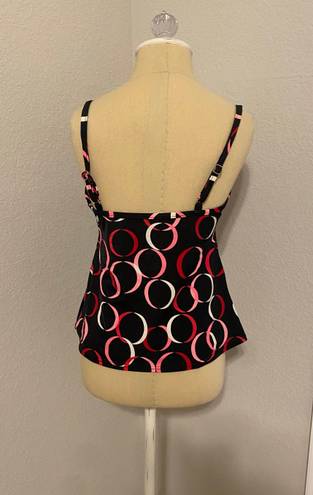 Caribbean Joe Red, Pink, and White Circle Tank Swimsuit Tap