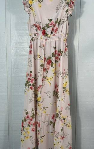 Isabel Maternity  Pink Floral Maxi Dress Size Medium EUC