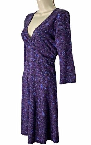 Patagonia  Purple Floral Paisley Margot Faux Wrap Dress Size Small