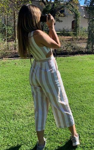 Striped Linen Jumpsuit Size XS