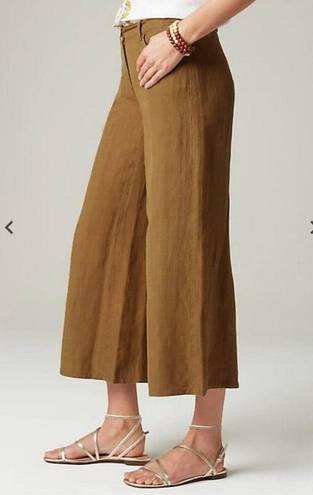 J.Jill  Linen Wide Leg Cropped Pants Brown MEDIUM Womens