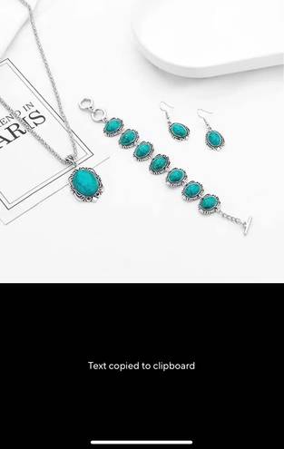 3pcs Vintage Turquoise Bracelet Necklace Earrings Set Healing Stone Decoration Same day shipping Smoke and pets free Don’t forget to bundle in my store!! (Add in cart) To get discount on total and shipping ^_^ just let me know I’ll give you best price! *^_^* Blue