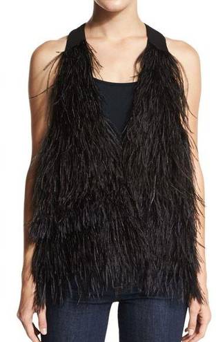 Elizabeth and James  Xiomara Ostrich Feather Vest in Black