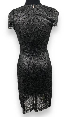 L'Agence L’AGENCE Black & Silver Sheer Floral Dress